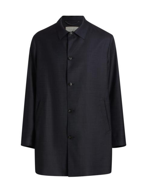 Canali Men's Denim-Effect Wool Raincoat - Navy