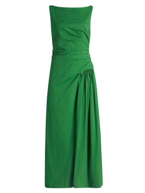 LELA ROSE Women's Poplin Cotton-Blend Flounce Midi-Dress - Fern