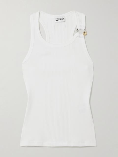 Jean Paul Gaultier Embellished Ribbed Cotton-jersey Tank