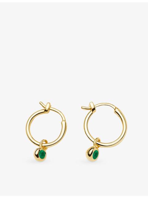 MISSOMA May Birthstone Mini Charm 18ct Yellow Gold Plated Brass And Green Onyx Hoop Earrings
