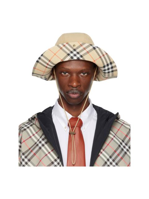 Burberry Beige Check Brim Gabardine Bucket Hat