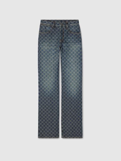 GUCCI GG cotton denim jacquard pants