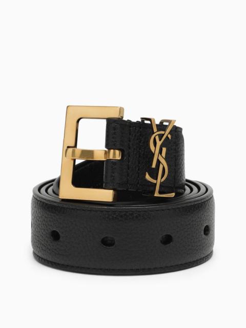 YSL-BLACK LEATHER REVERSIBLE BELT