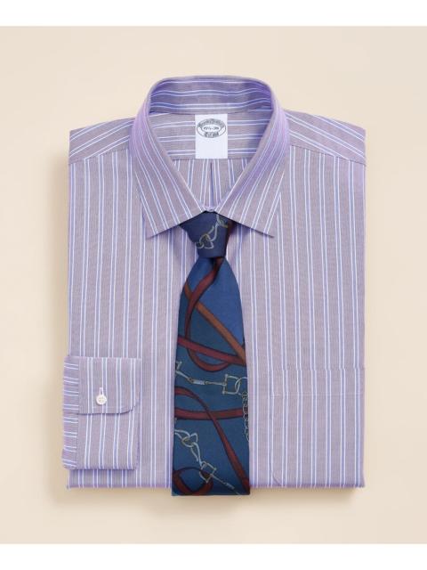 Brooks Brothers Supima® Cotton Non-Iron Pinpoint Oxford Ainsley Collar Stripe Dress Shirt
