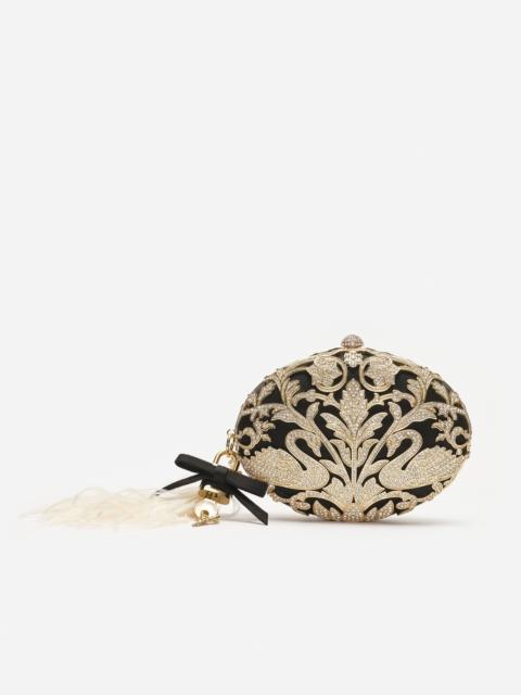self-portrait Black Crystal Oval Clutch Bag