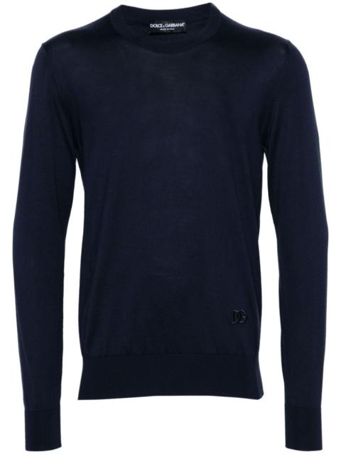 crew-neck silk jumper