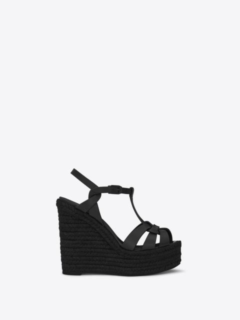 SAINT LAURENT tribute espadrilles wedge in smooth leather
