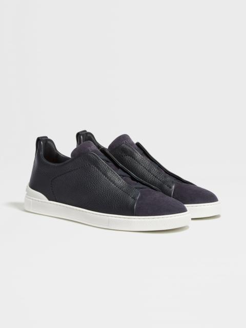 ZEGNA BLUE LEATHER TRIPLE STITCH™ SNEAKERS | REVERSIBLE