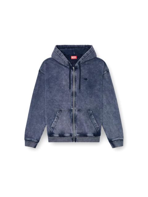 Diesel ZIP-UP HOODIE IN TREATED COTTON FLEECE