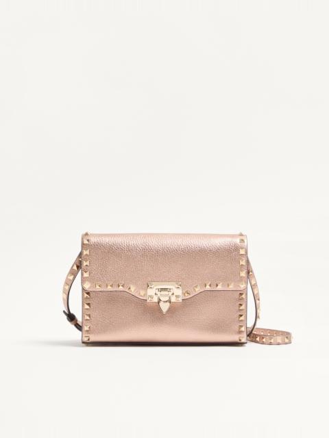Valentino VALENTINO GARAVANI ROCKSTUD SMALL CROSSBODY BAG IN LAMINATED GRAINY CALFSKIN LEATHER