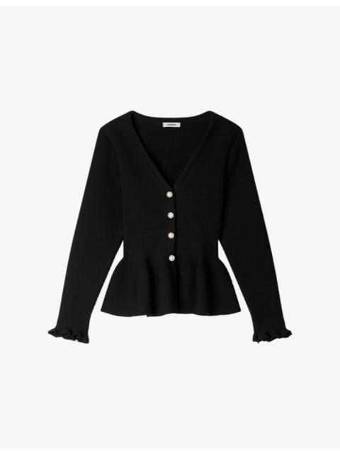Sandro Peplum Button-Down Knitted Cardigan