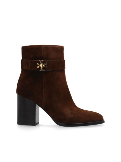TORY BURCH 90mm logo-plaque suede ankle boots
