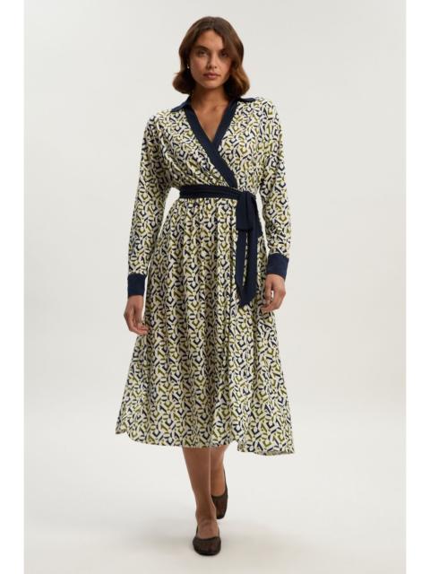KAREN MILLEN Geo Print Crepe Tie Waist Maxi Dress