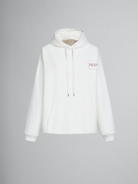 Marni WHITE BIO COTTON HOODIE WITH CHEST PATCH
