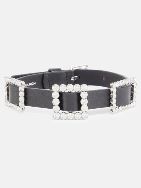 Alessandra Rich Embellished leather necklace
