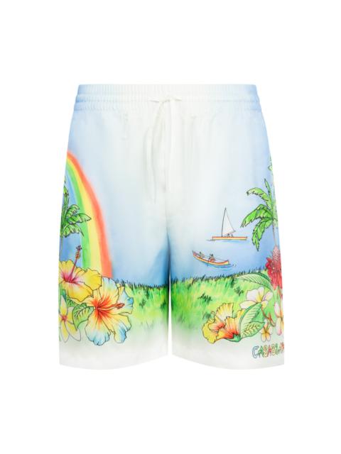CASABLANCA ALOHA SILK TWILL SHORTS