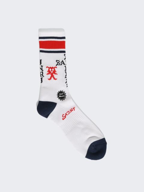 SAINT M×××××× Sinner Socks White, Red, And Blue