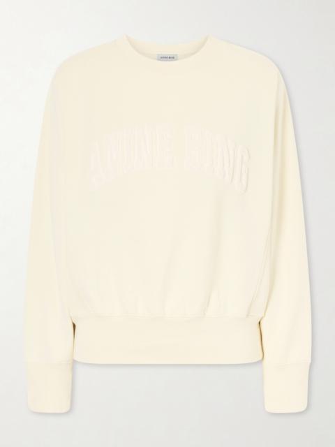 ANINE BING Appliquéd Cotton-fleece Sweatshirt