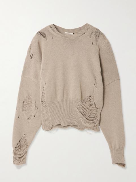 HAIKURE Marcy Distressed Cotton And Wool-blend Sweater