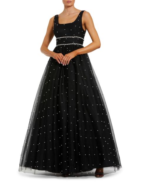 MAC DUGGAL Women's Embellished Tulle Sleeveless Gown - Black Ivory