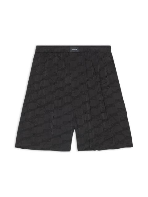 BALENCIAGA Men's Bb Monogram Pyjama Shorts  in Black