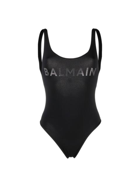 Balmain stud-logo U-neck swimsuit