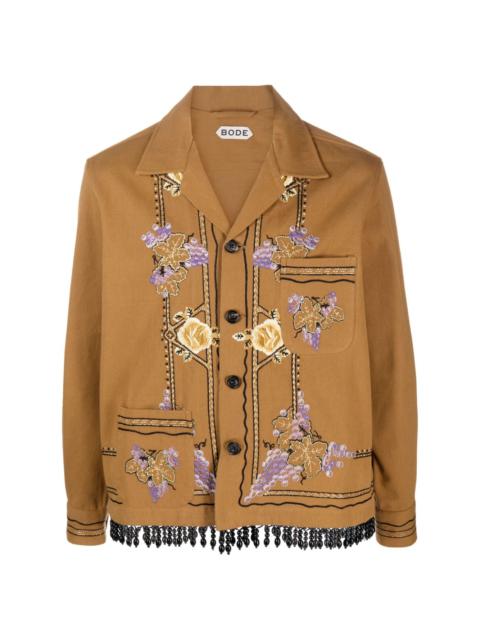 Autumn Royal floral-embroidered shirt jacket