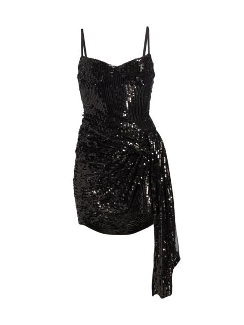 AREA Women's Sequined Wrap-Style Minidress - Black