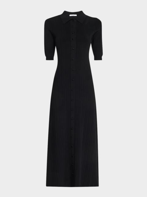ADAM LIPPES Fenwick Polo Button Down Compact Jacquard Dress