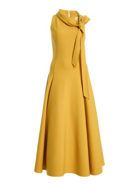 Oscar de la Renta Bow-Detailed Stretch-Wool Midi Dress yellow