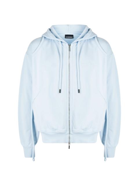 JACQUEMUS logo-embroidered two-way zip hoodie