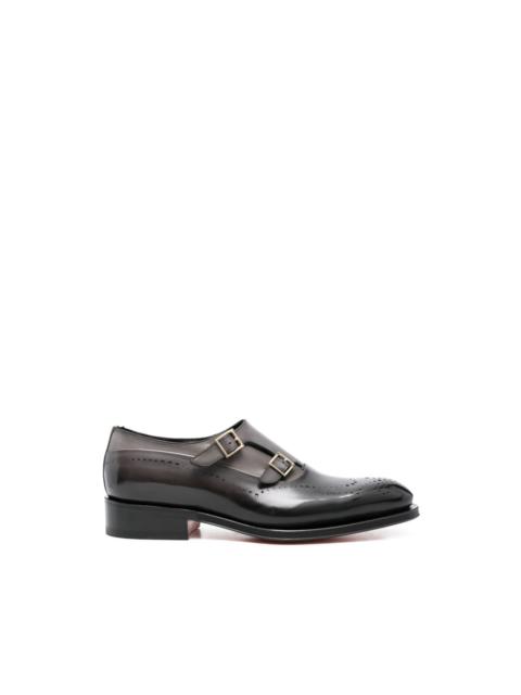 Santoni buckle-detail perforated monk shoes