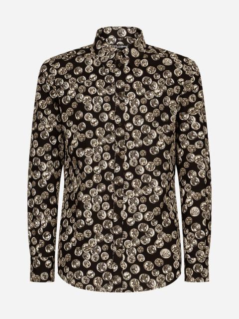 Dolce & Gabbana Coin print Martini-fit poplin shirt
