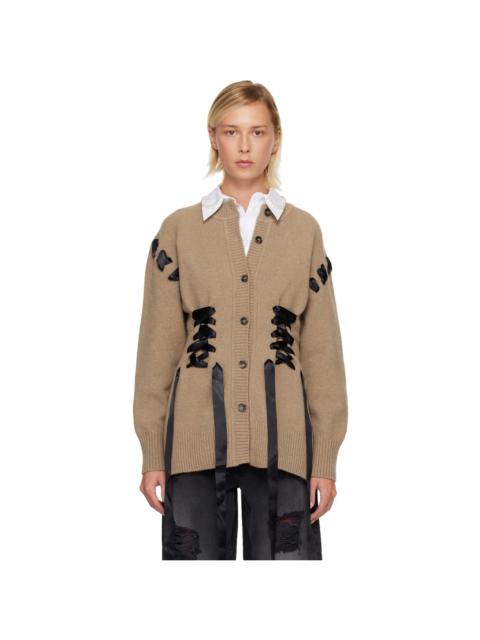 Simone Rocha Tan Sculpted Ribbon Corset Cardigan