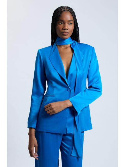 KAREN MILLEN Satin Viscose Tie Neck Blazer