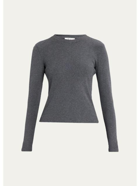 FRAME The Long-Sleeve Rib Crewneck Top