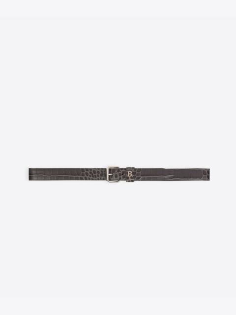 BALENCIAGA Men's Logo Rolled Buckle Belt in Dark Grey