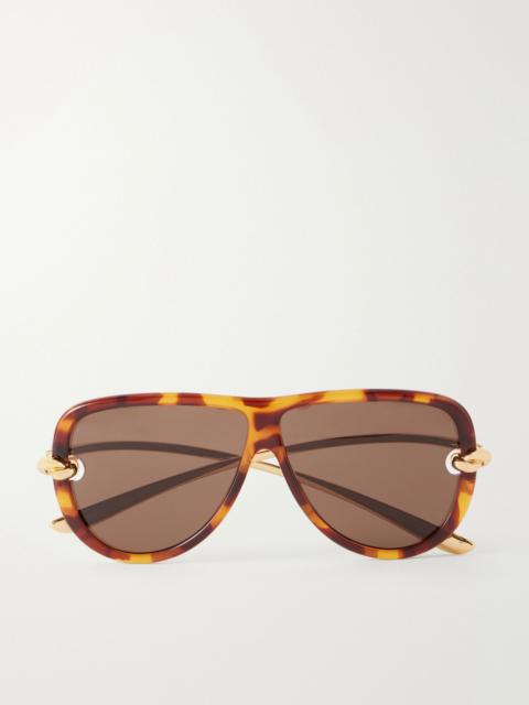 Bottega Veneta Icons Knot aviator-style injected gold-tone sunglasses Brown