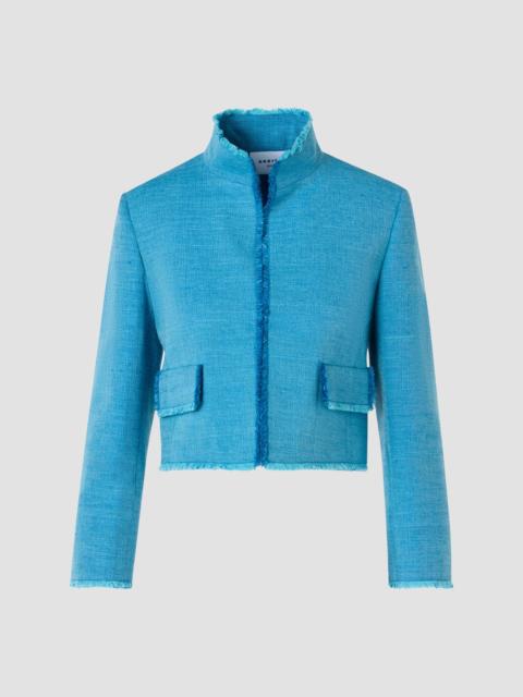 AKRIS Women's Fringed Silk Jacket - Medium Blue Denim