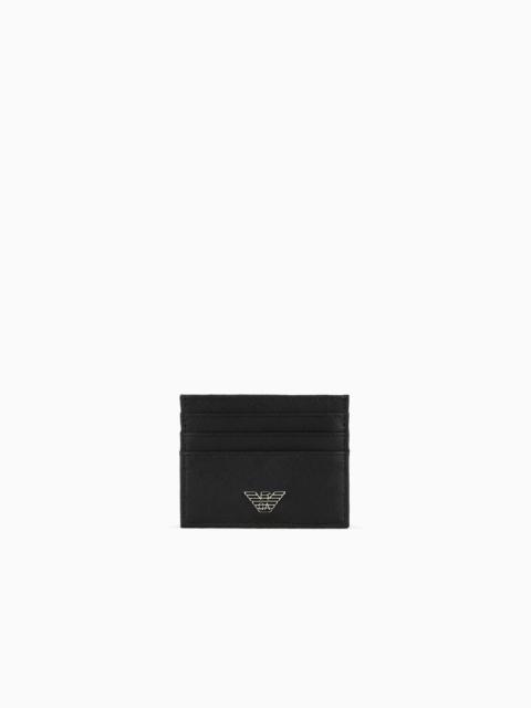 EMPORIO ARMANI ASV regenerated Saffiano leather card holder with eagle plate