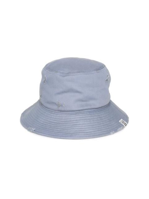 distressed-effect cotton bucket hat