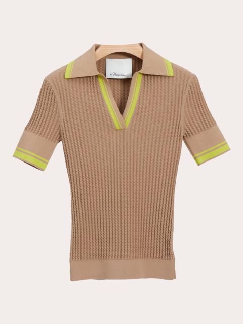 3.1 Phillip Lim Textured Rib Knit Polo Top