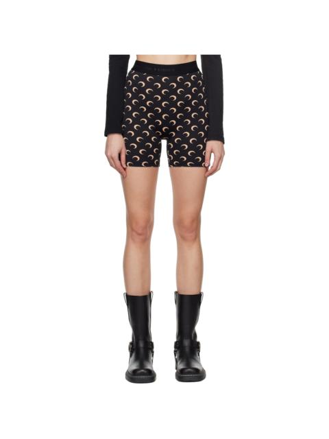 Marine Serre Black & Beige Regenerated All Over Moon Sport Shorts