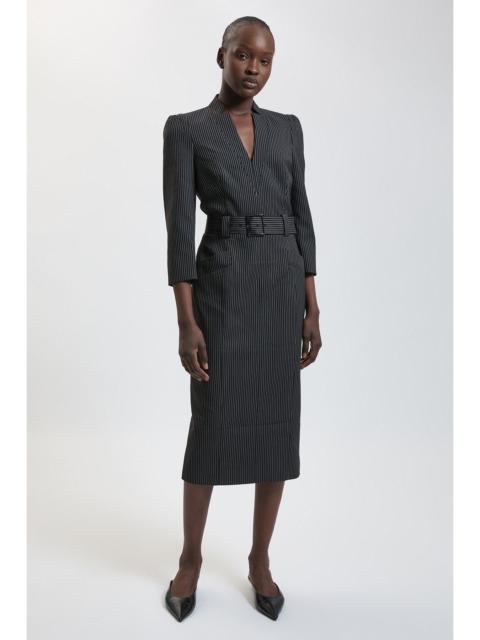KAREN MILLEN Pinstripe Forever Pencil Midi Dress