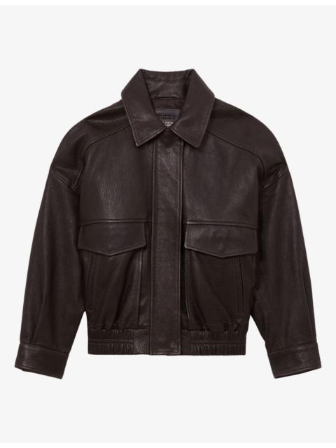REISS Maeve Relaxed-Fit Leather Jacket
