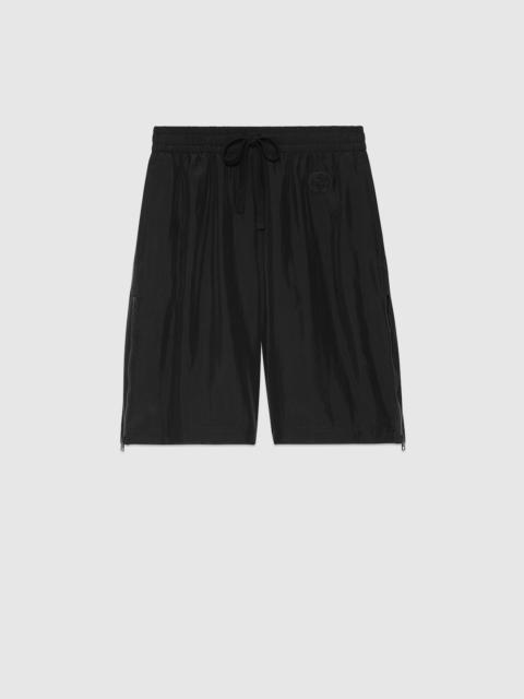 Black silk pongé shorts