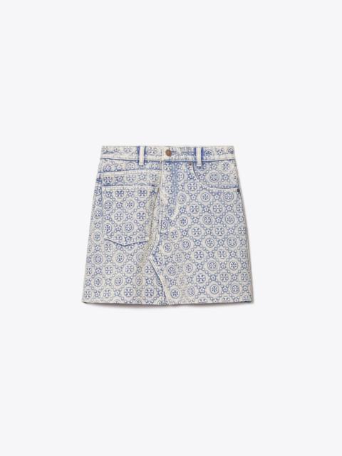 TORY BURCH T Monogram Denim Mini Skirt