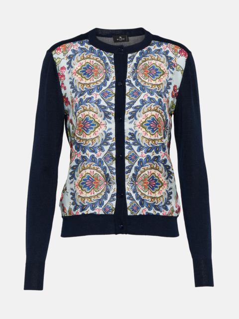 Printed silk and cotton-blend cardigan