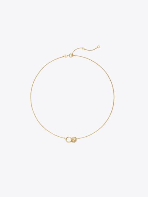 TORY BURCH Icon Pavé Interlocking Pendant Necklace