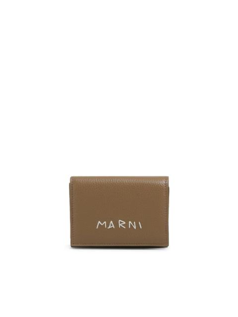 Marni logo-embroidered leather wallet